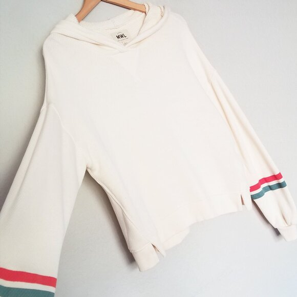 Madewell MWL Airyterry Hoodie Sweatshirt: Stripe-Sleeve Edition Small Cotton $80 - Picture 15 of 16